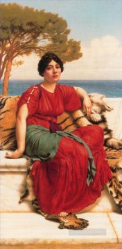 ジョン・ウィリアム・ゴッドワード Painting - 青いイオニア海のほとり 1916年 新古典主義者の女性 ジョン・ウィリアム・ゴッドワード